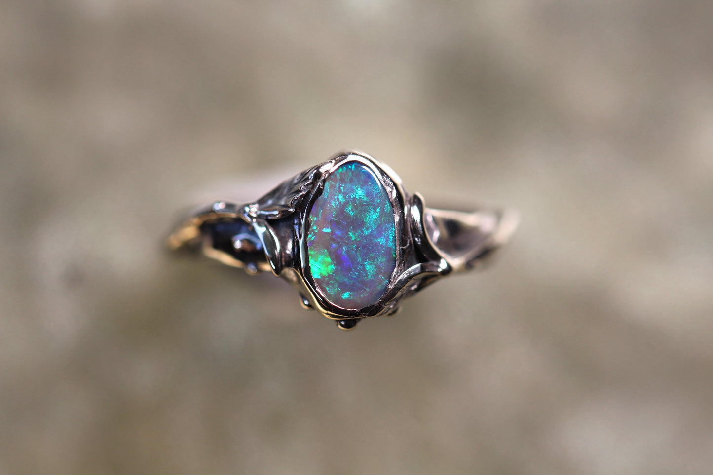 Lightning Ridge Opal and Sterling Silver Ring