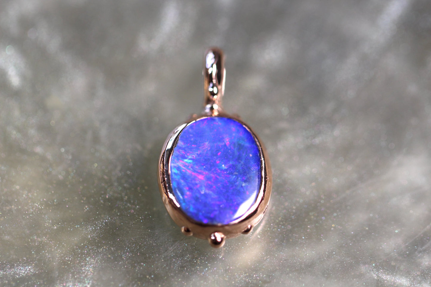 Boulder Opal and Solid 9ct Rose Gold Pendant