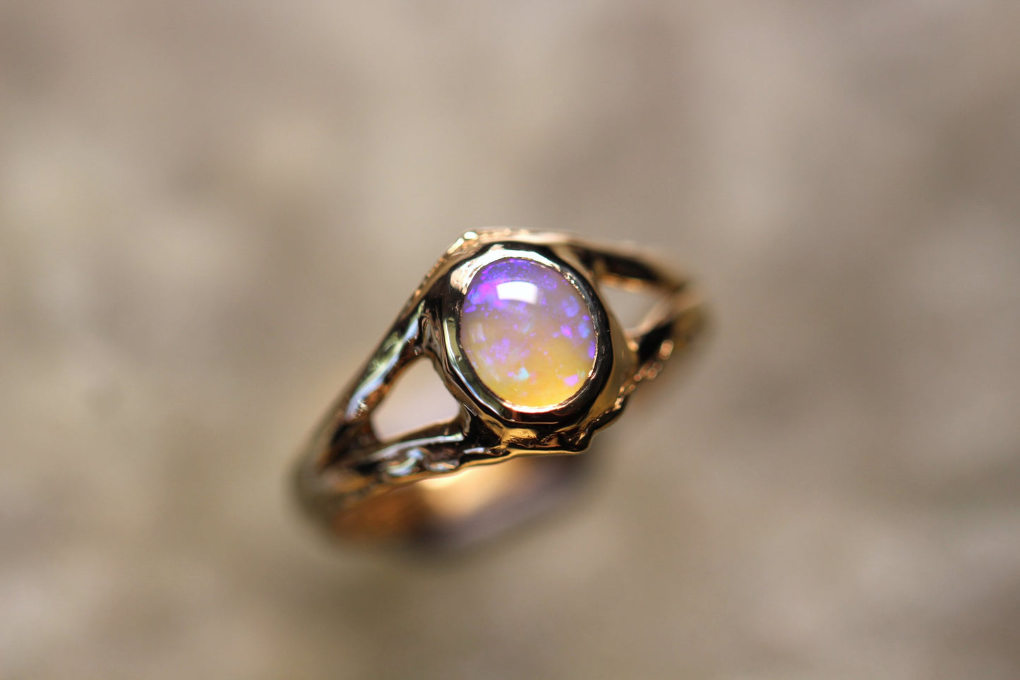 Lightning Ridge Opal and Solid 9ct Yellow Gold Ring