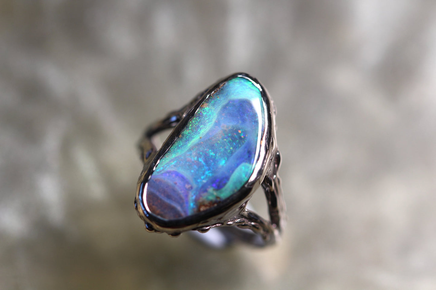 Boulder Opal and Sterling Silver Ring
