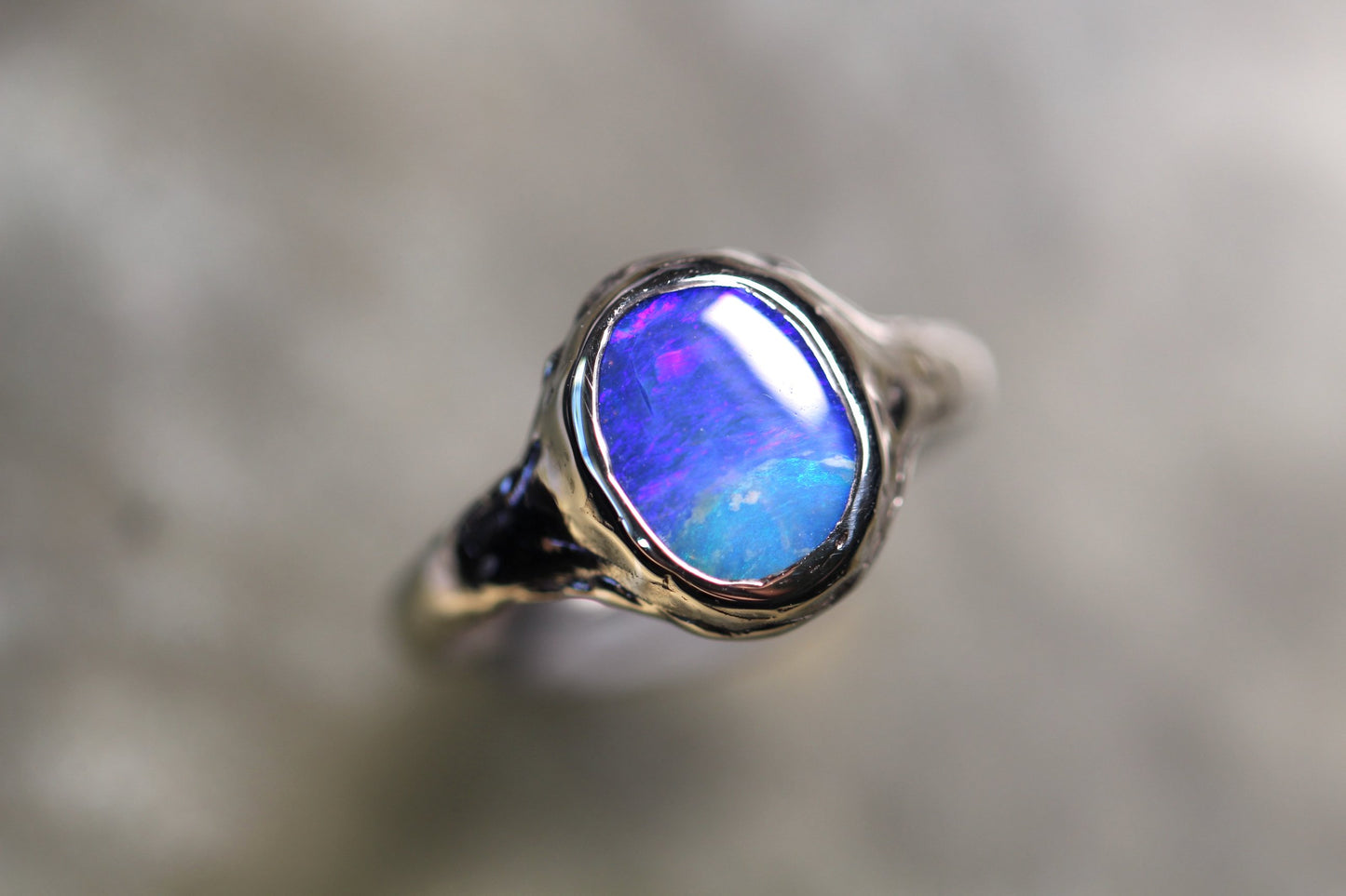 Boulder Opal and Sterling Silver Ring