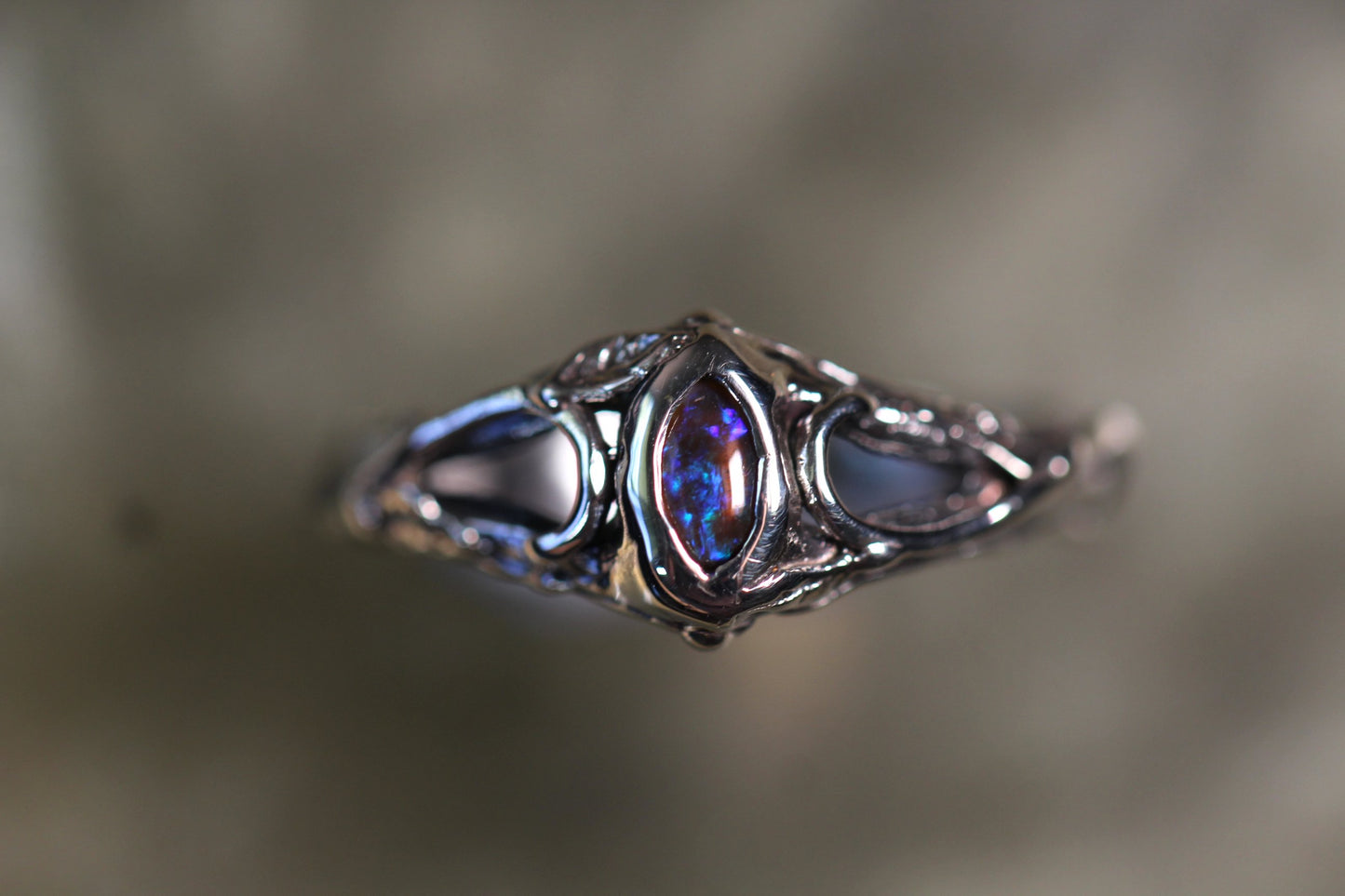 Custom Lightning Ridge Opal Ring