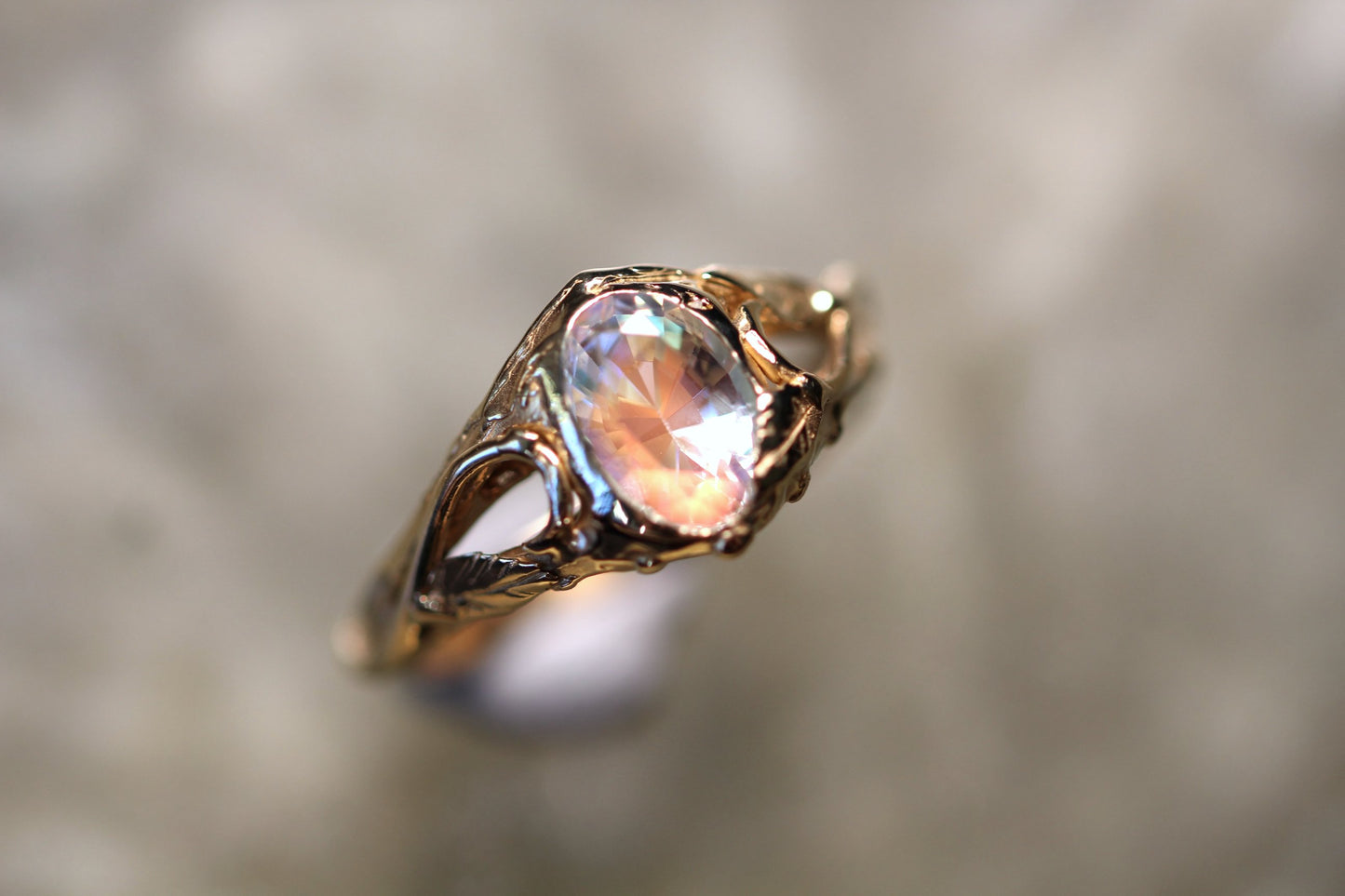 Moonstone and Solid 9ct Yellow Gold Ring