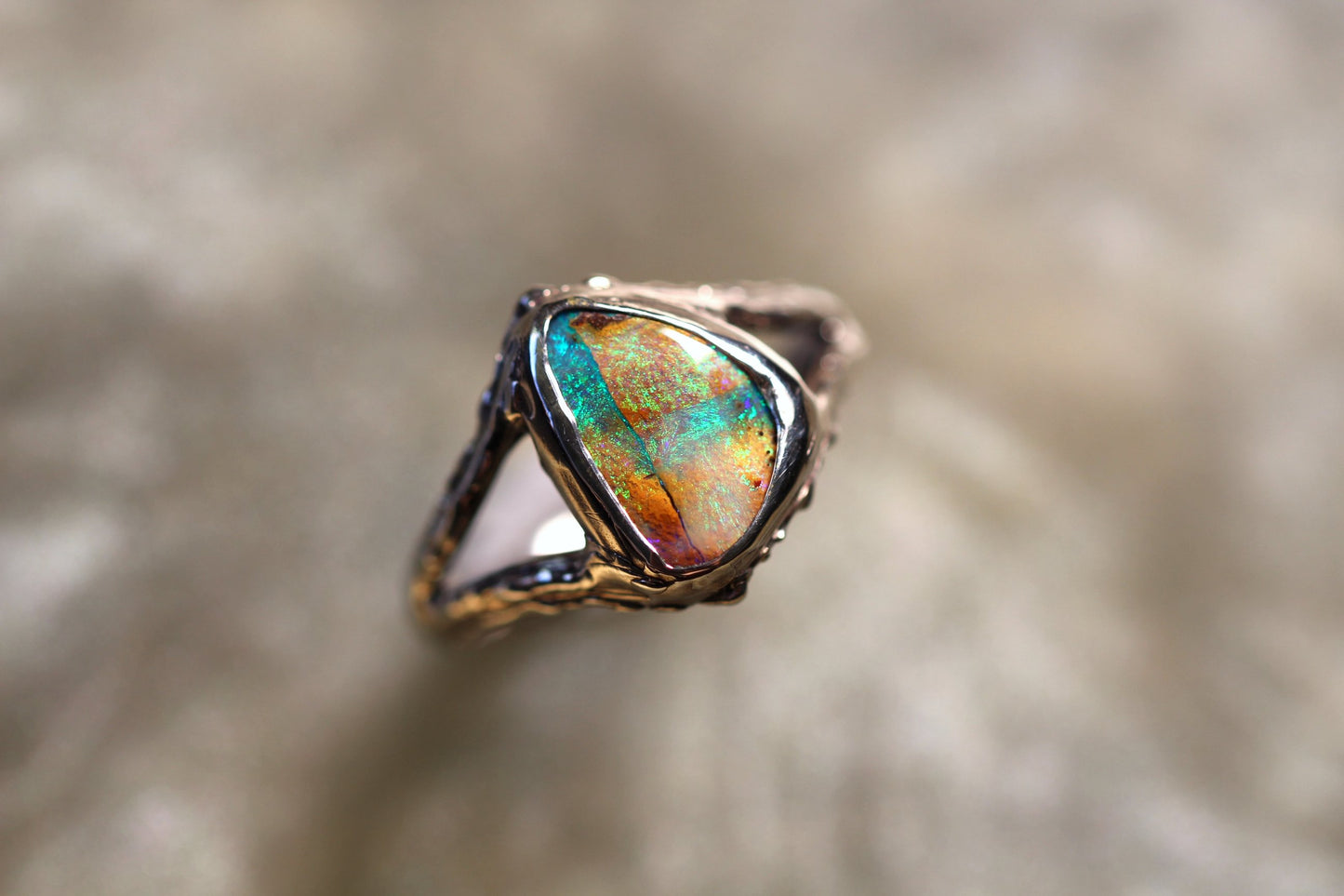 Boulder Opal and Sterling Silver Ring