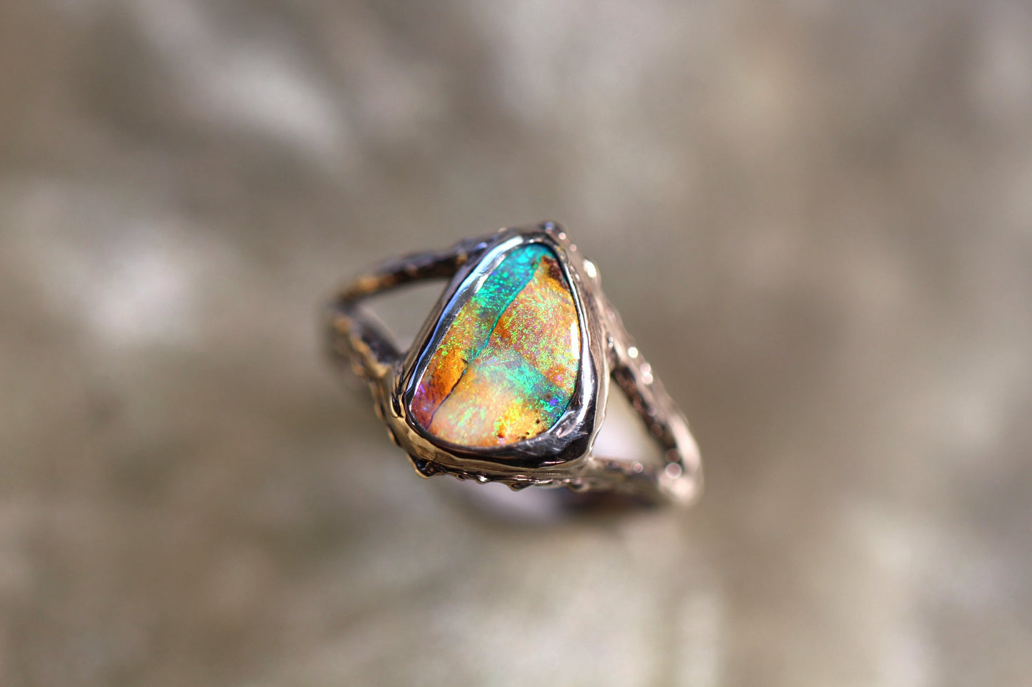 Boulder Opal and Sterling Silver Ring