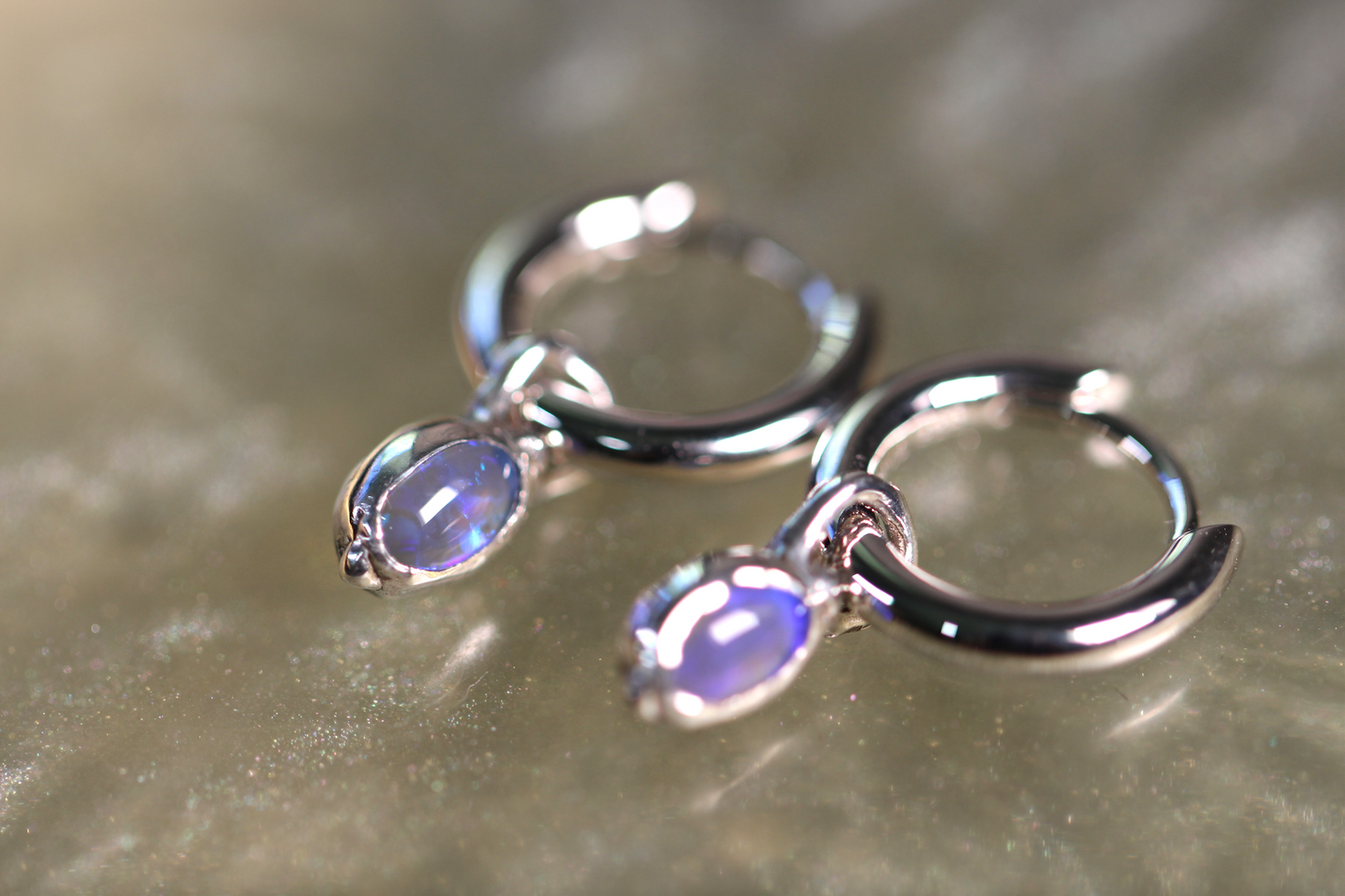 Lightning Ridge Opal and Sterling Silver Earrings