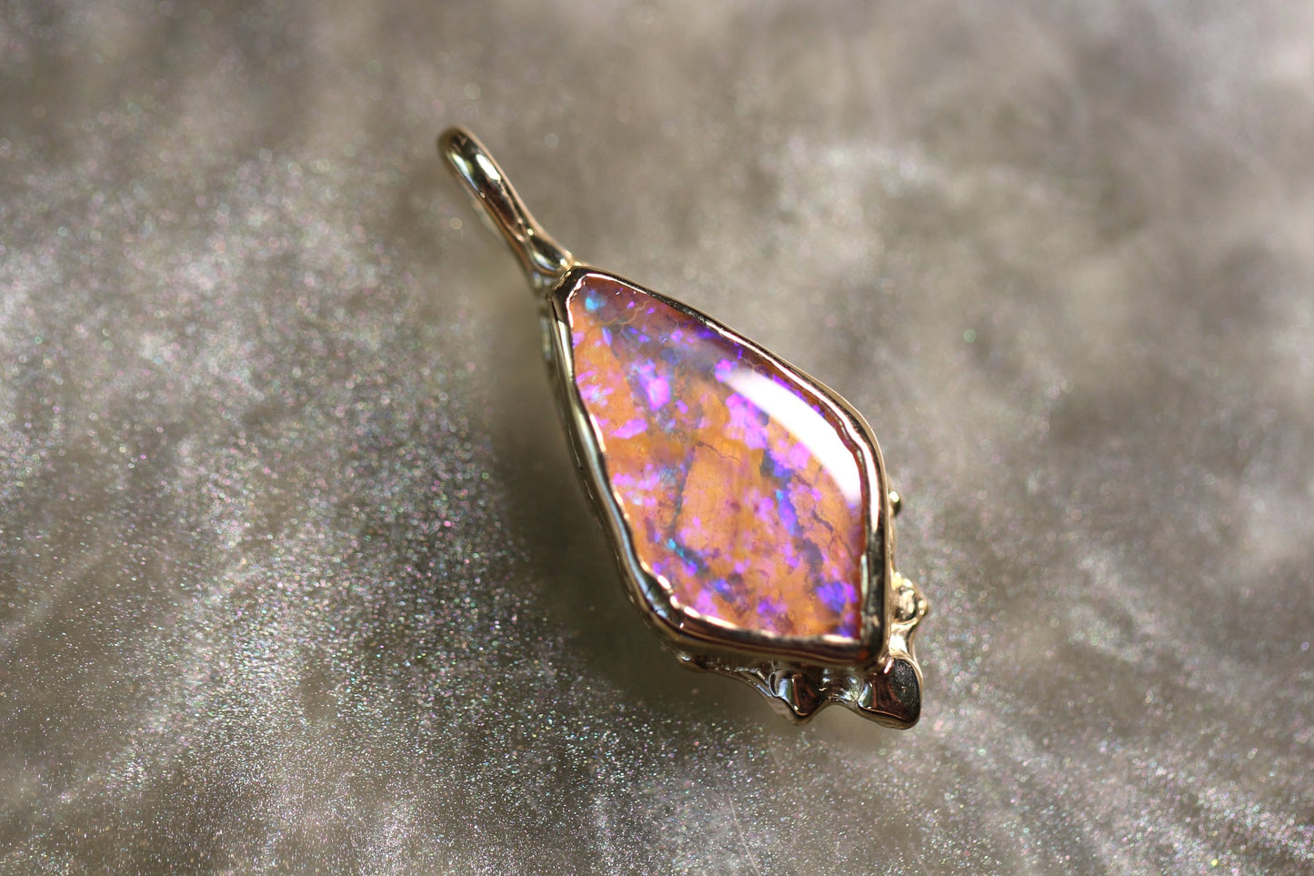 Pipe Opal and Solid 9ct Yellow Gold Pendant