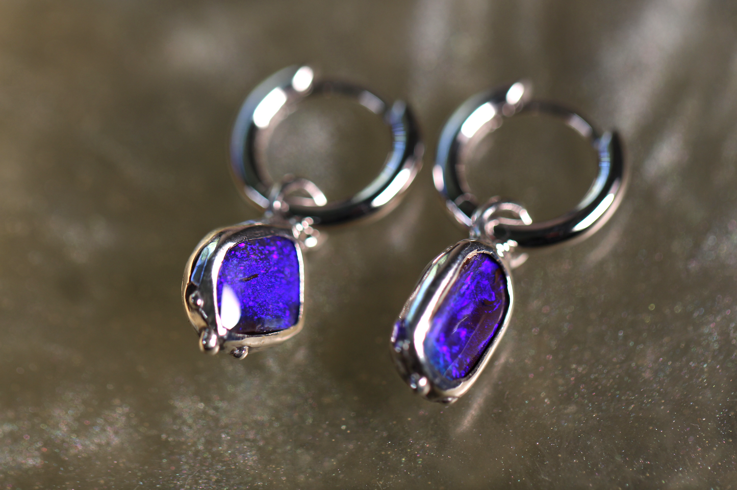 Boulder Opal and Sterling Silver Earrings