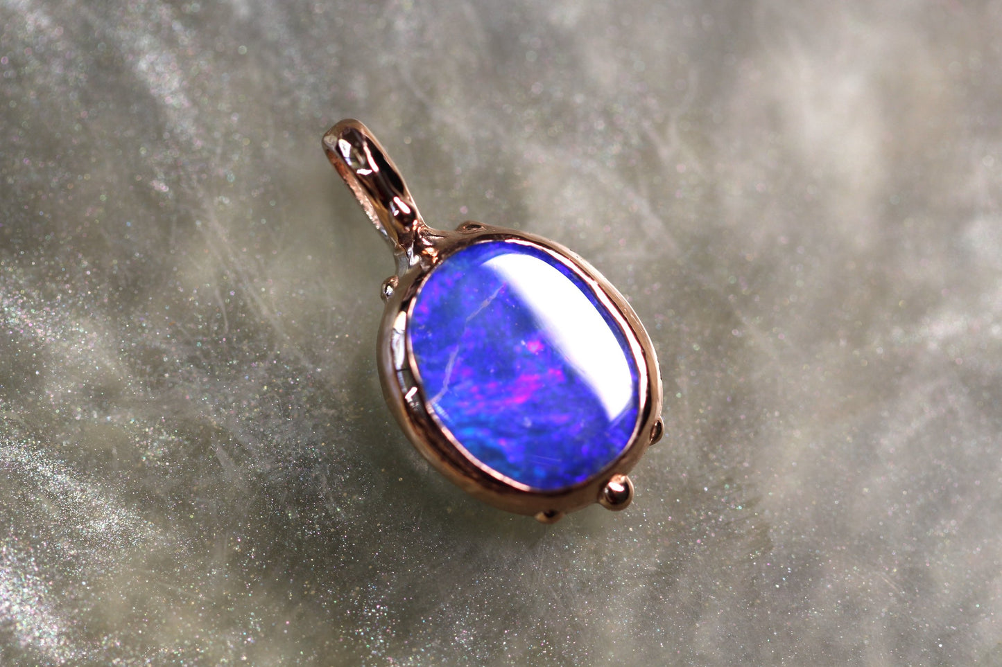 Boulder Opal and Solid 9ct Rose Gold Pendant