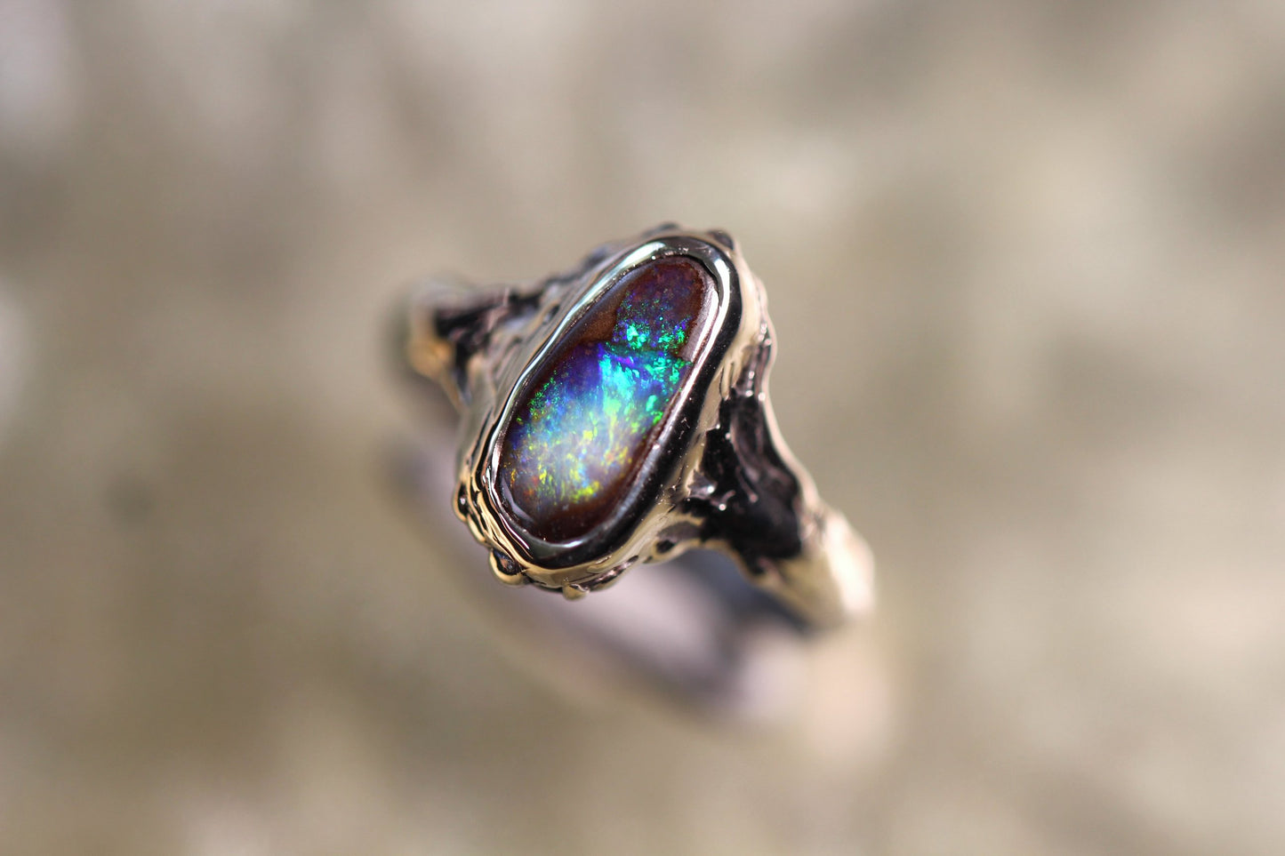 Boulder Opal and Sterling Silver Ring