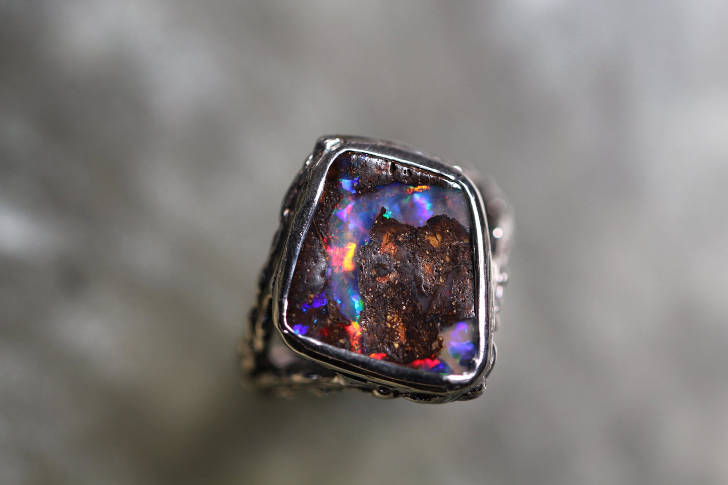 Boulder Opal and Sterling Silver Ring