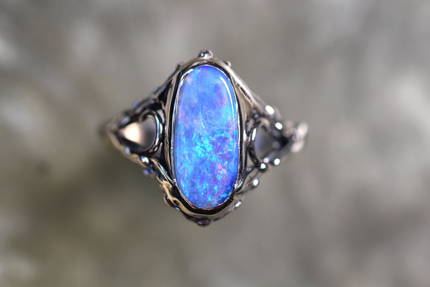 Boulder Opal and Sterling Silver Ring