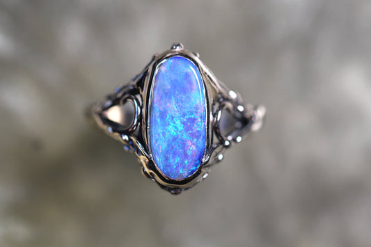 Boulder Opal and Sterling Silver Ring