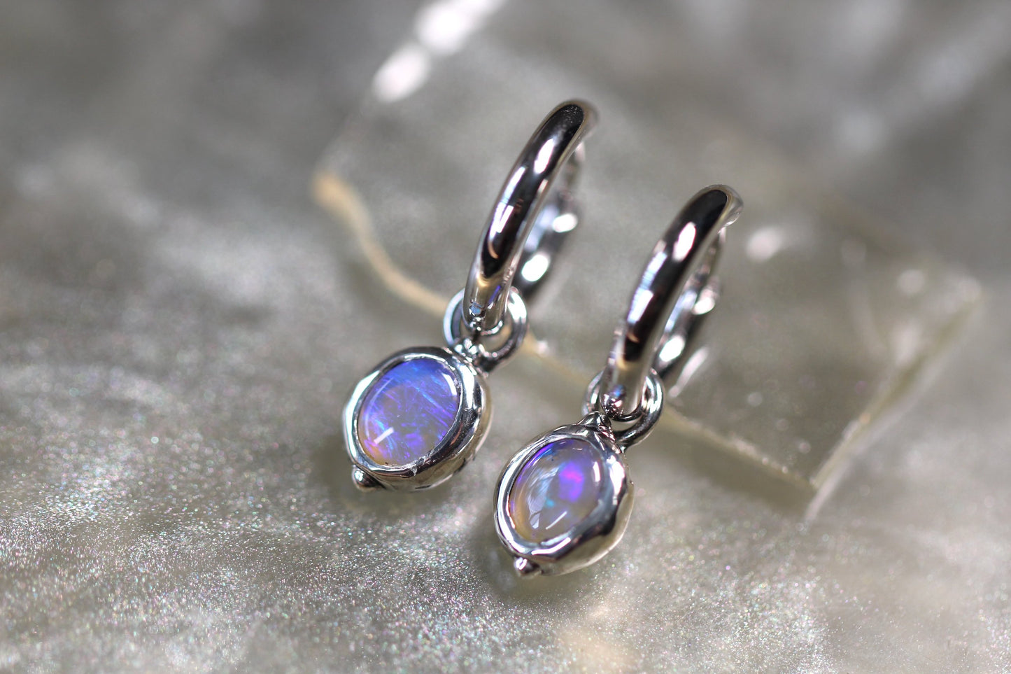 Lightning Ridge Opal and Sterling Silver Earrings