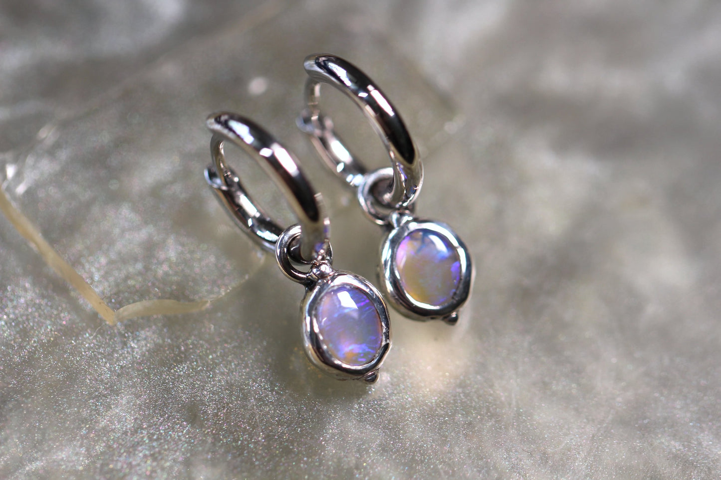 Lightning Ridge Opal and Sterling Silver Earrings
