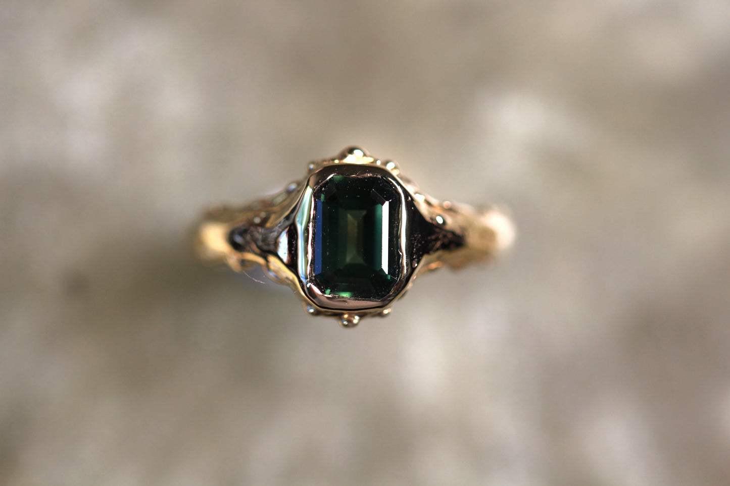 Australian Parti Sapphire and Solid 9ct Yellow Gold Ring