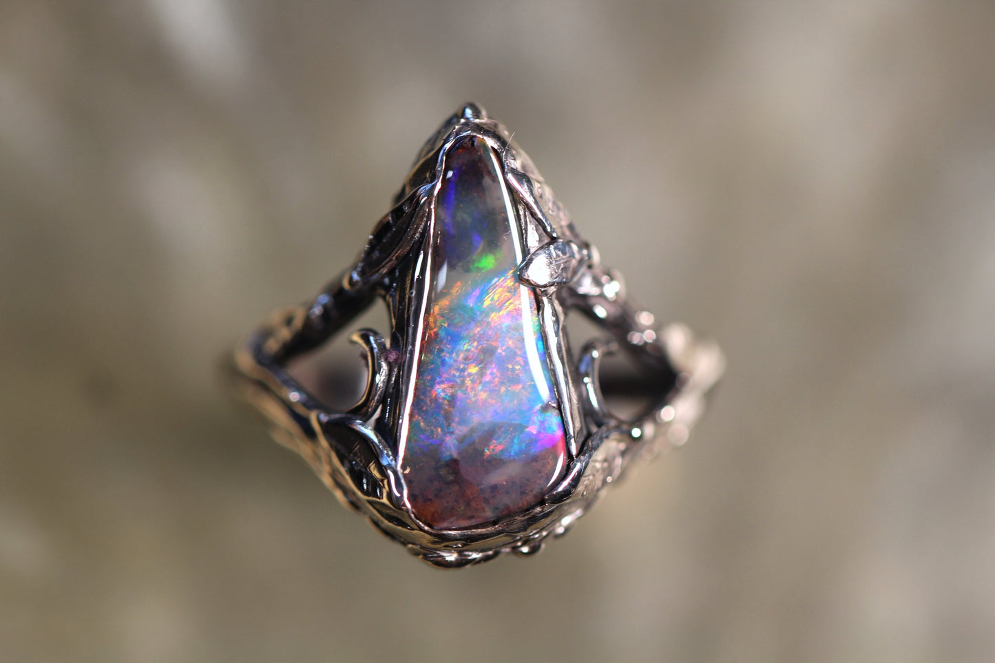 Boulder Opal and Sterling Silver Ring
