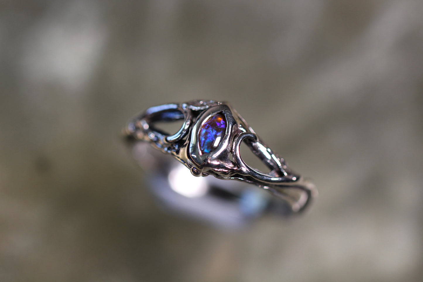 Custom Lightning Ridge Opal Ring