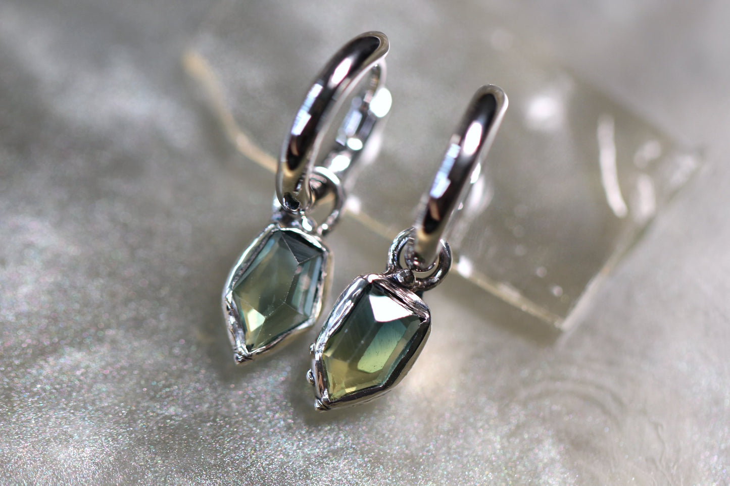 Australian Parti Sapphire and Sterling Silver Earrings