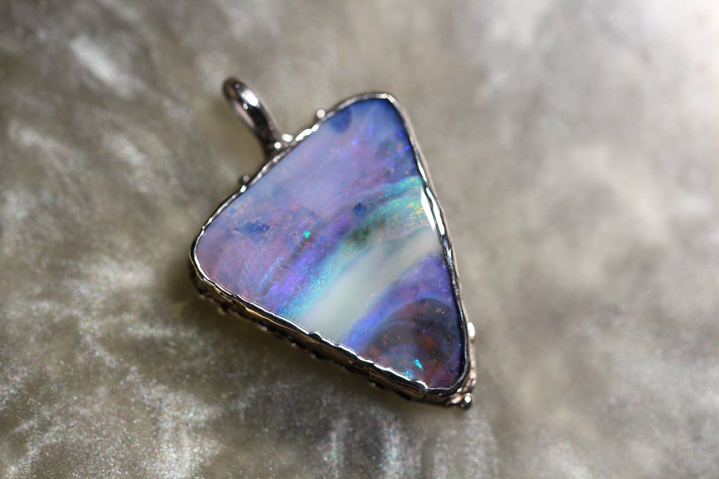 Boulder Opal and Sterling Silver Pendant