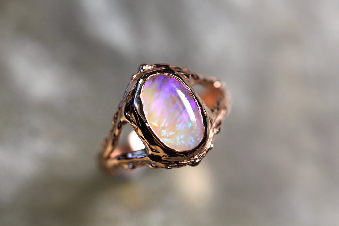 Boulder Opal and Solid 9ct Rose Gold Ring