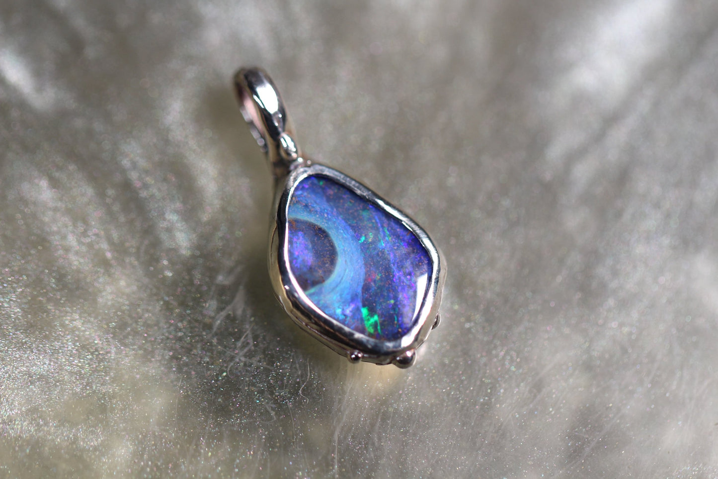 Boulder Opal and Sterling Silver Pendant