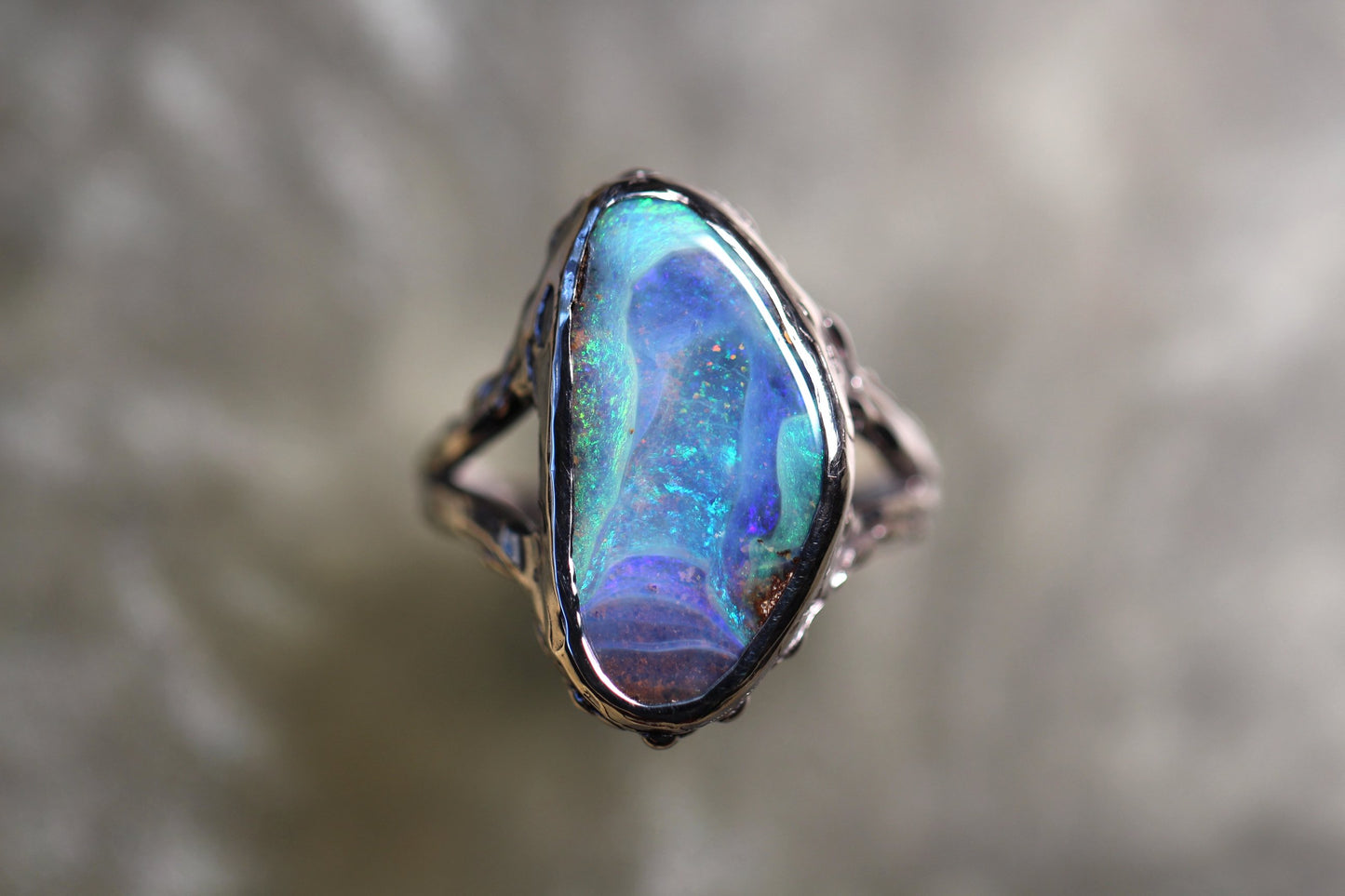 Boulder Opal and Sterling Silver Ring