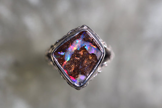 Boulder Opal and Sterling Silver Ring
