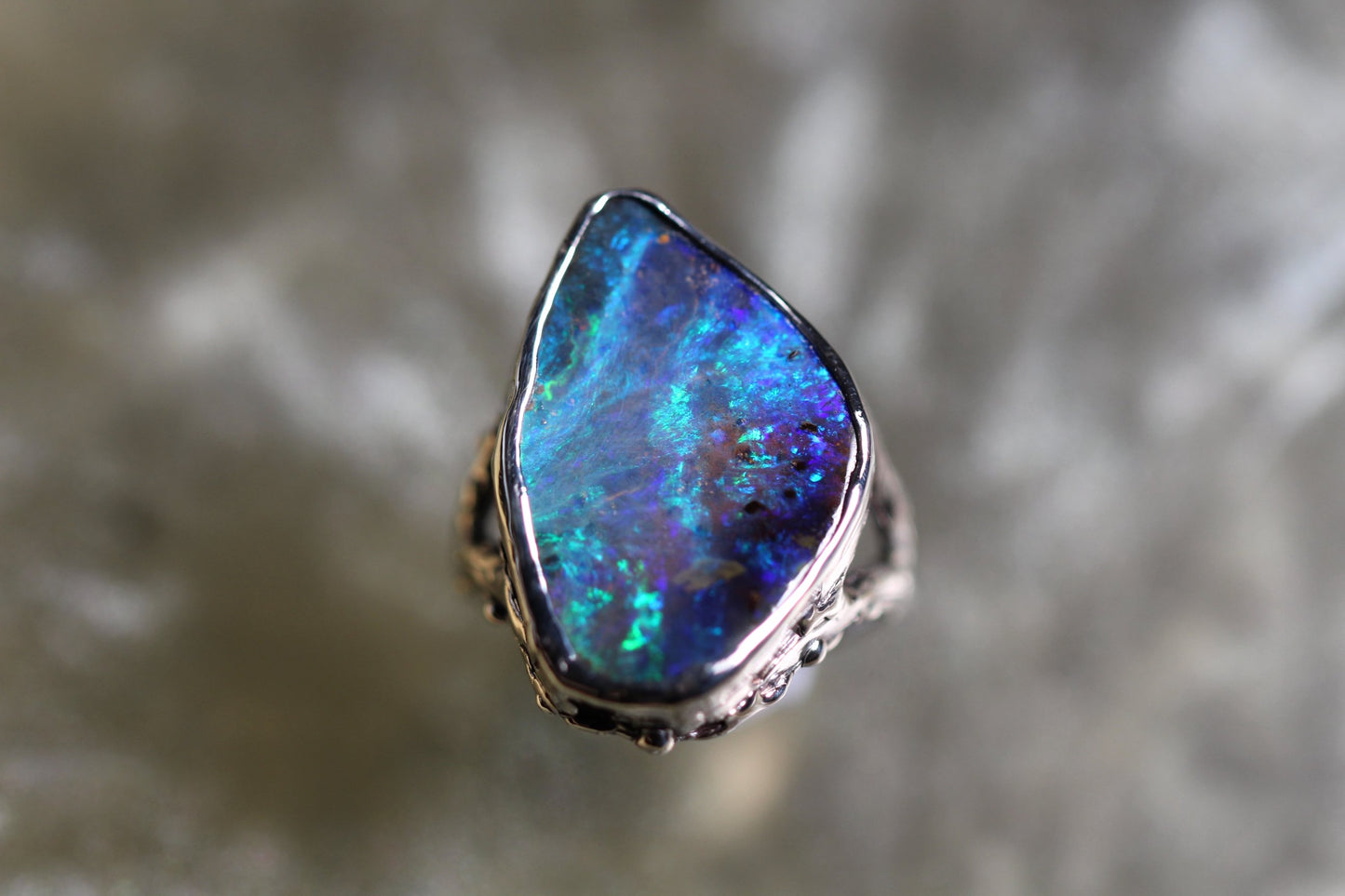 Boulder Opal and Sterling Silver Ring