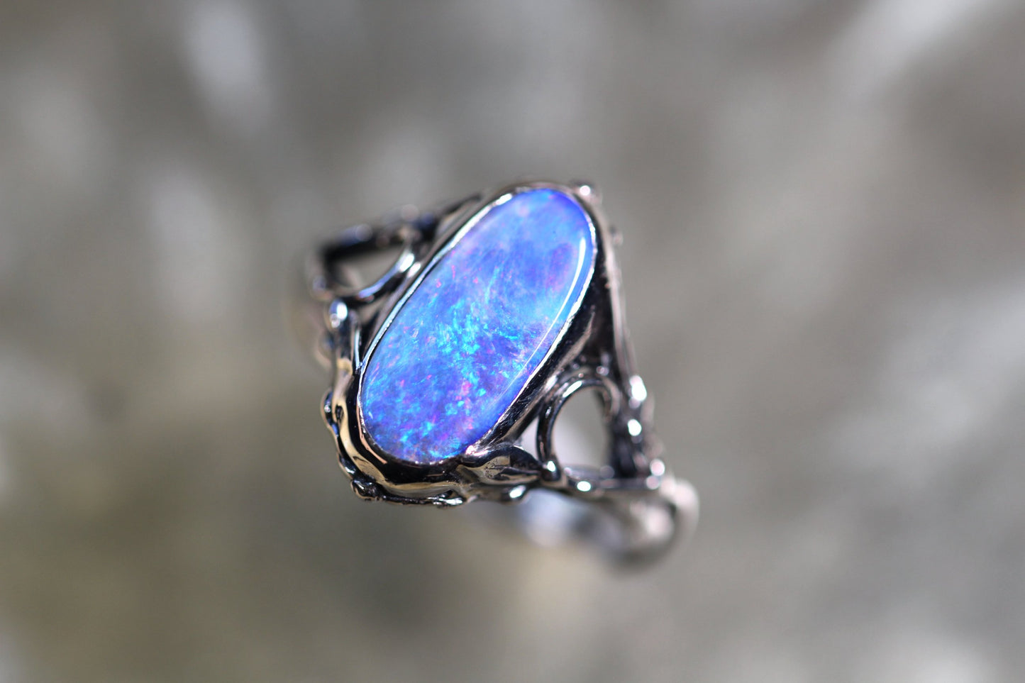 Boulder Opal and Sterling Silver Ring