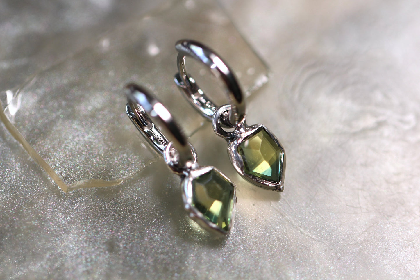 Australian Parti Sapphire and Sterling Silver Earrings