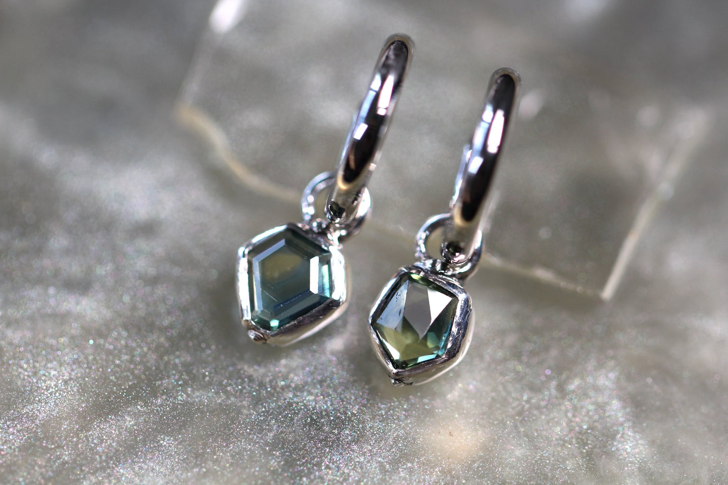 Australian Parti Sapphire and Sterling Silver Earrings