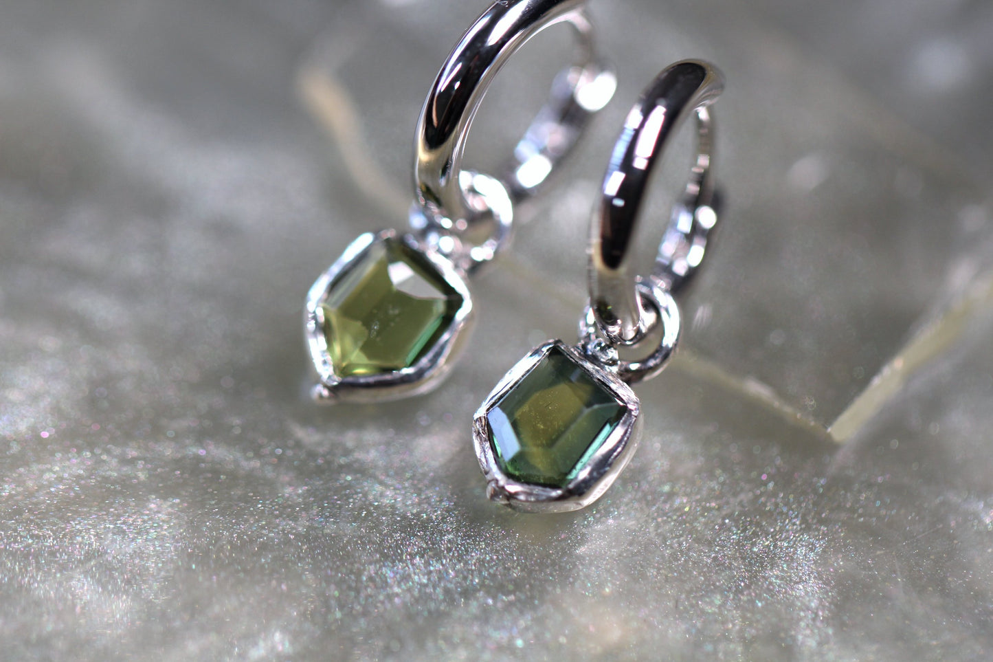 Australian Parti Sapphire and Sterling Silver Earrings