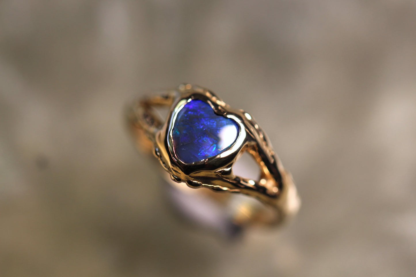 Lightning Ridge Opal and Solid 9ct Yellow Gold Ring