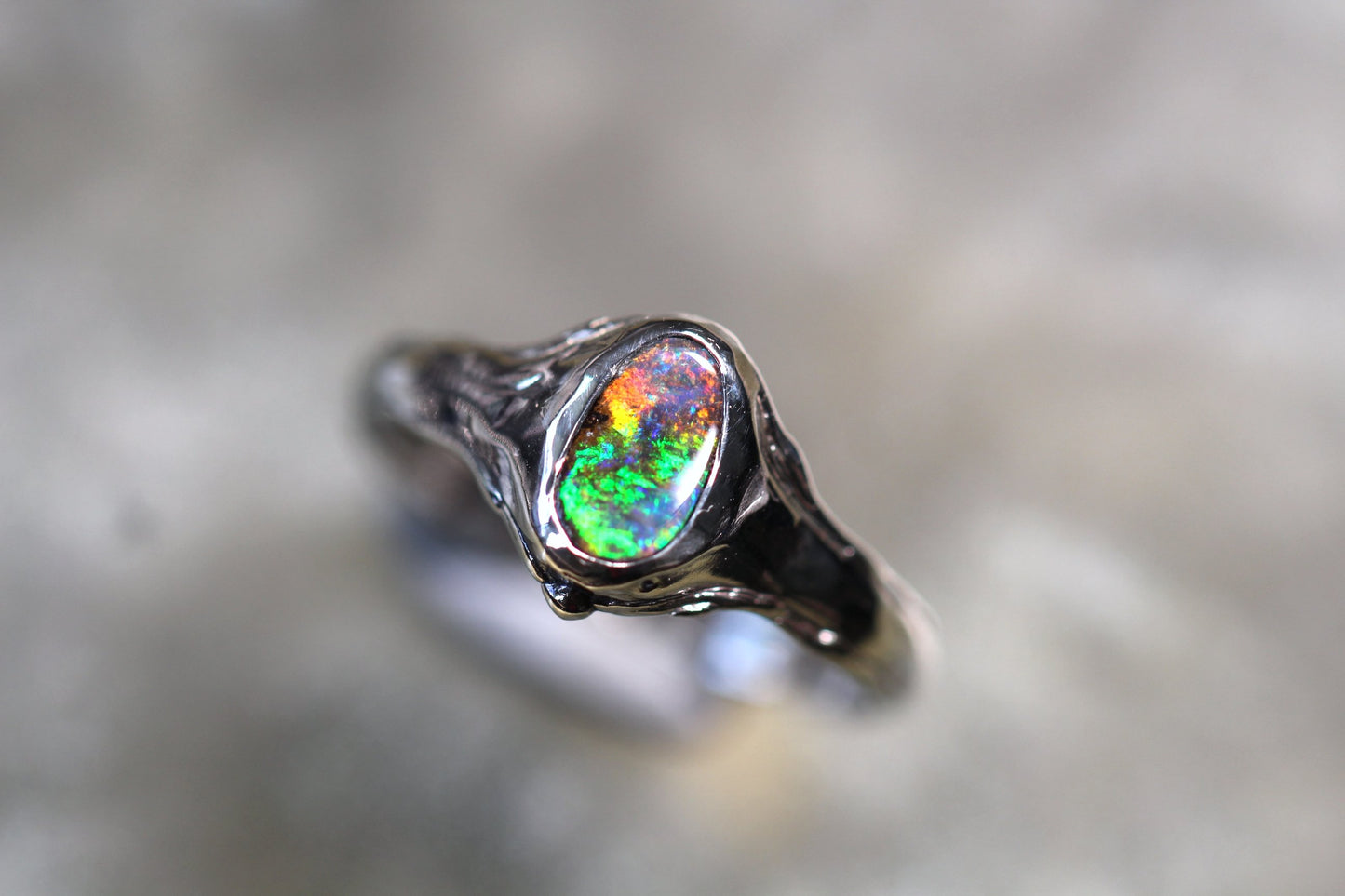 Boulder Opal and Sterling Silver Ring