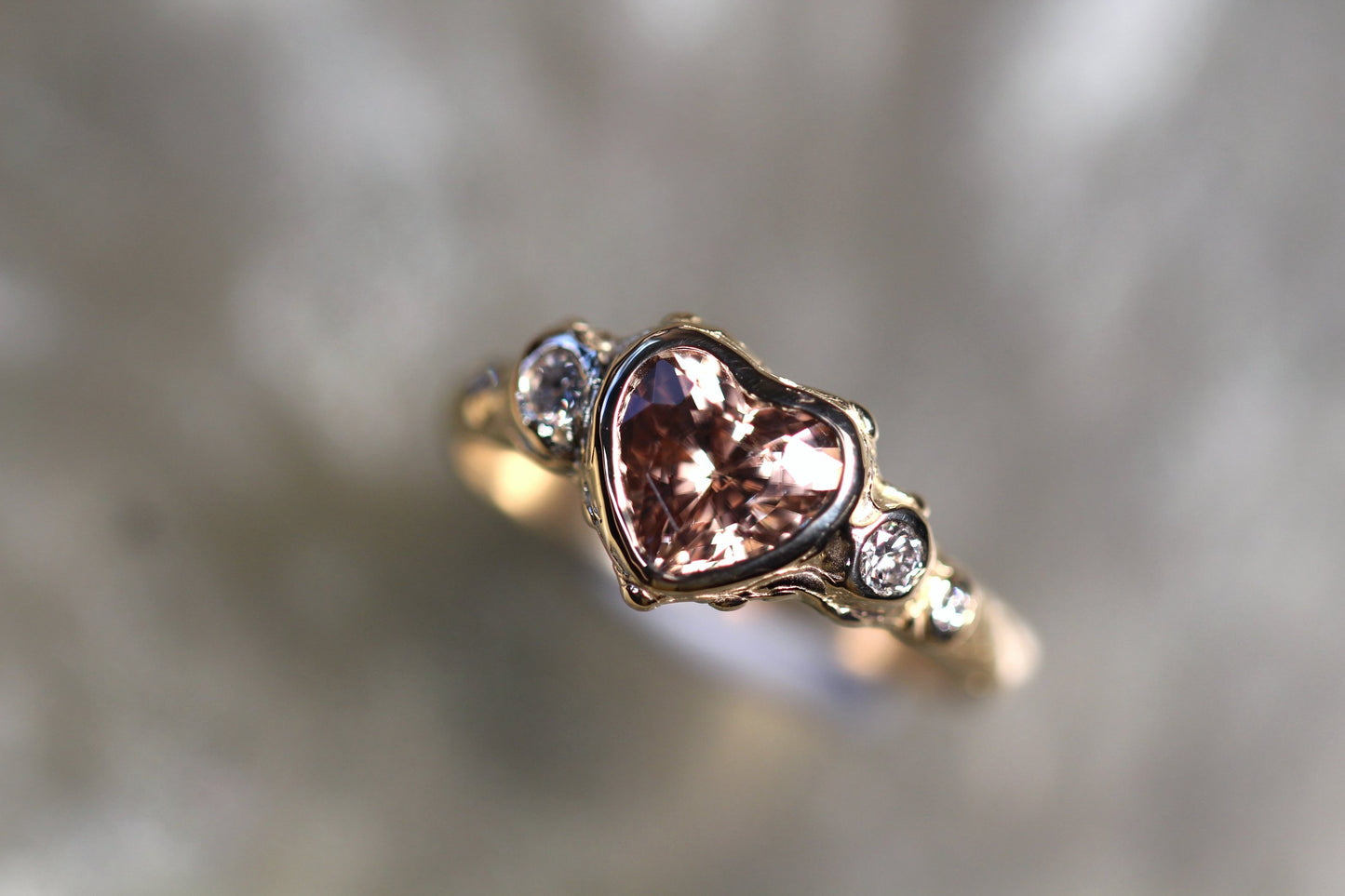 Zircon, Diamond and Solid 9ct Yellow Gold Ring