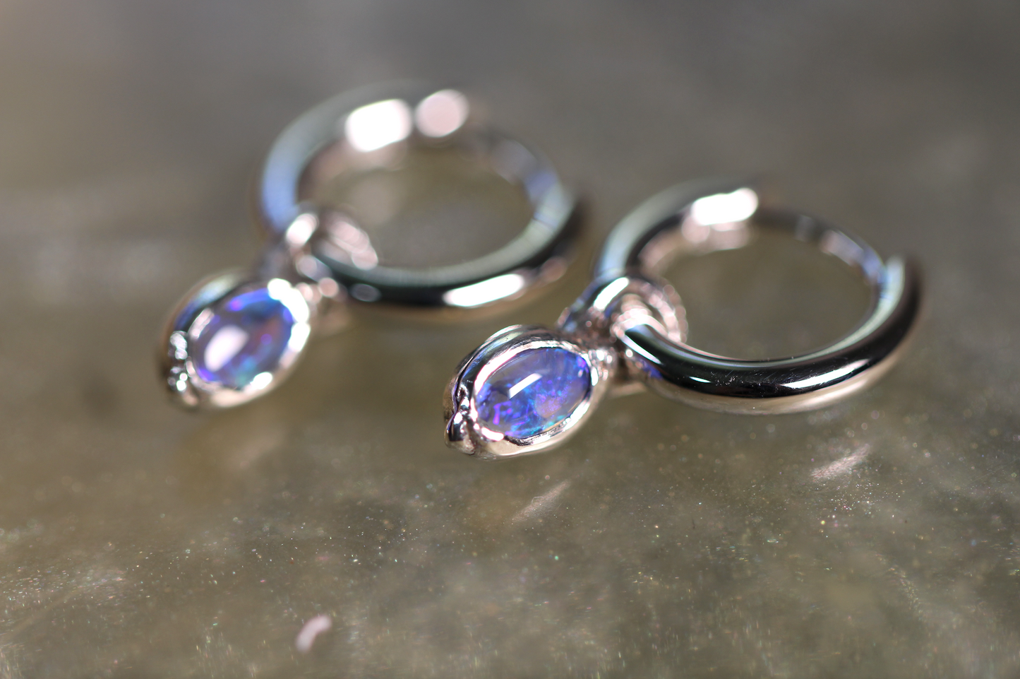 Lightning Ridge Opal and Sterling Silver Earrings