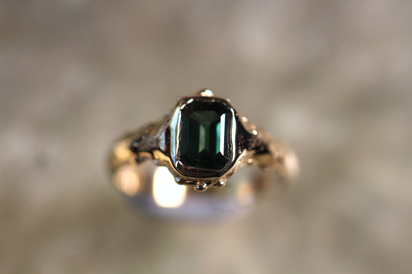 Australian Parti Sapphire and Solid 9ct Yellow Gold Ring