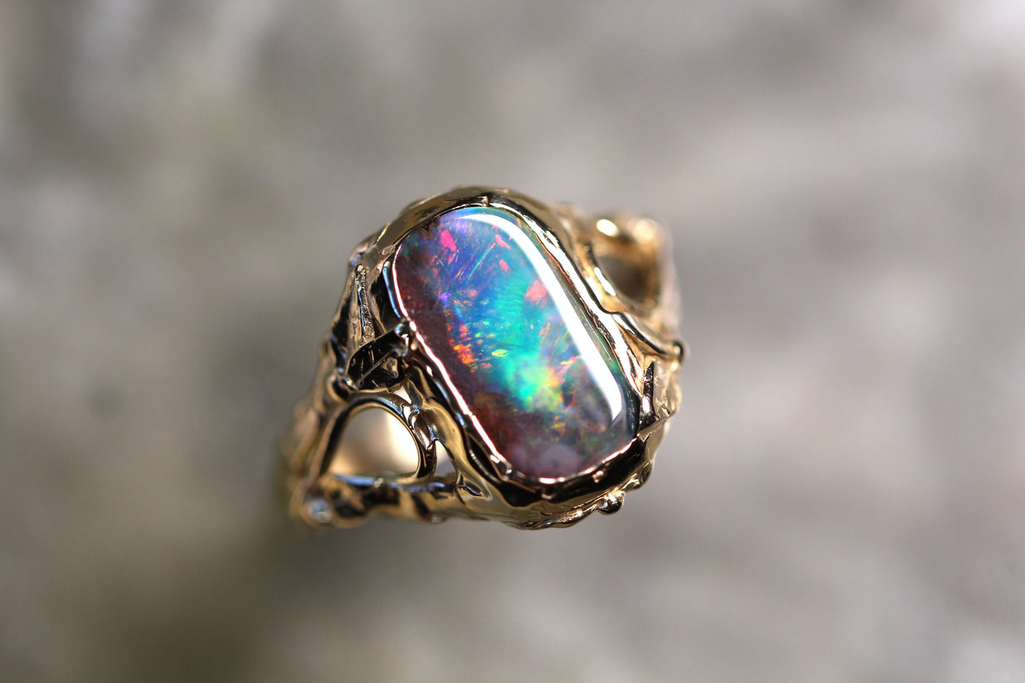 Boulder Opal and Solid 9ct Yellow Gold Ring