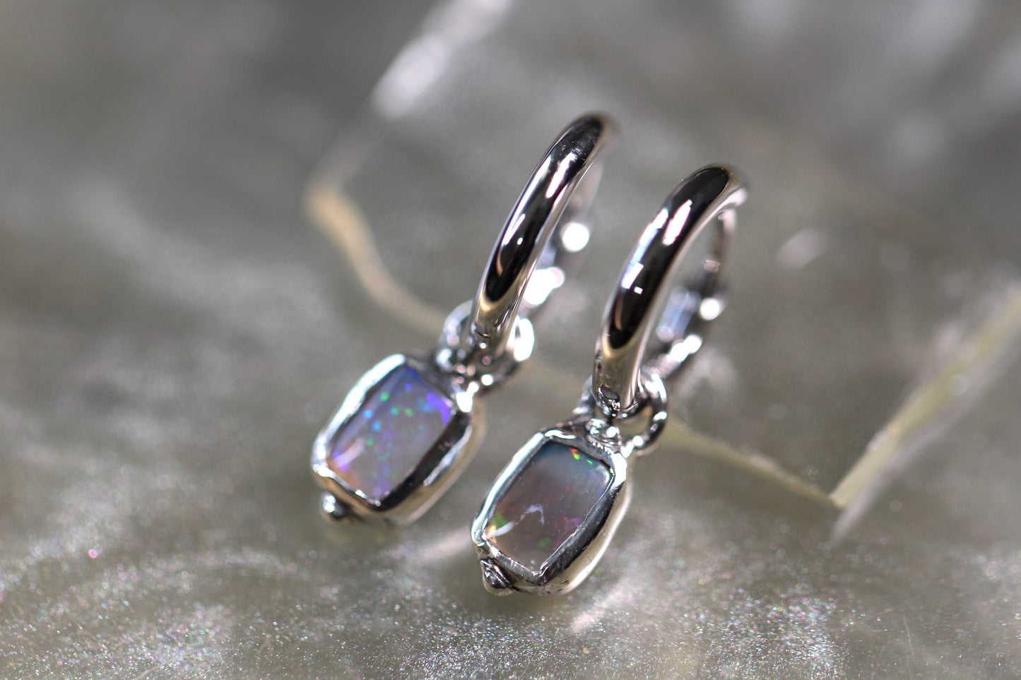 Lightning Ridge Opal and Sterling Silver Earrings