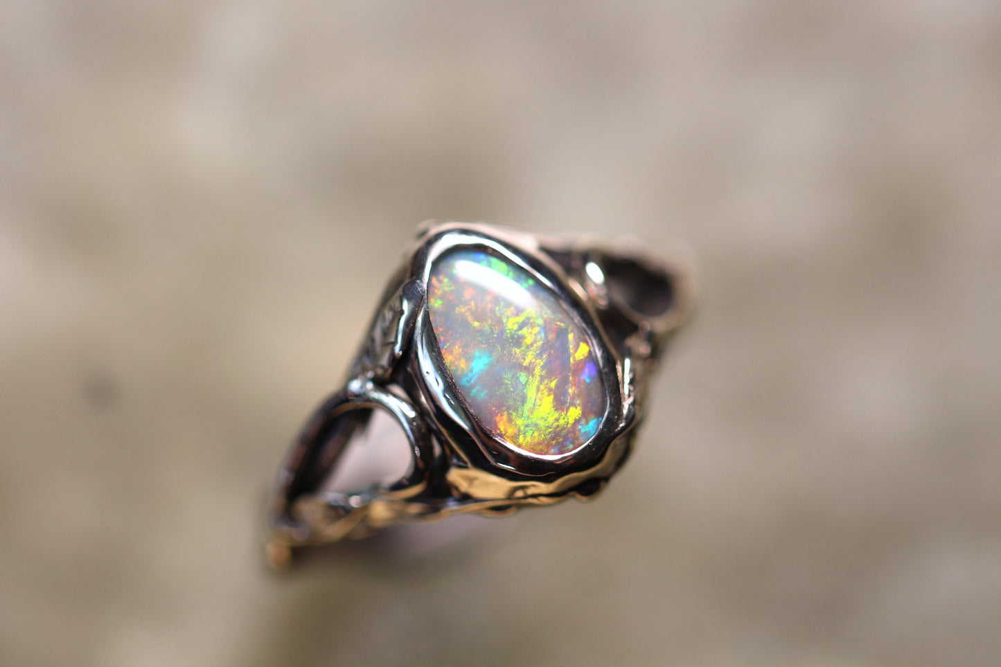 Lightning Ridge Opal and Sterling Silver Ring