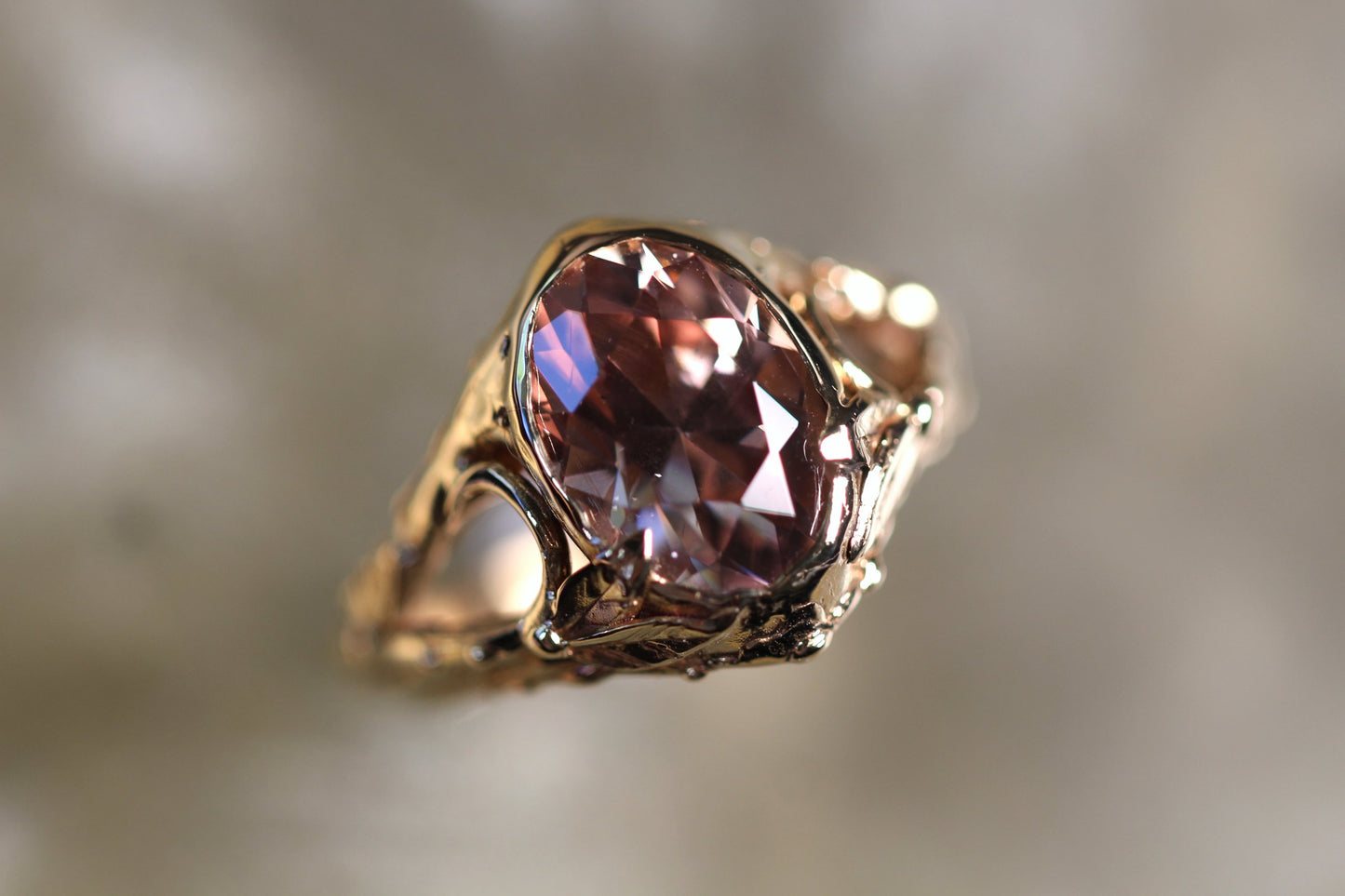 Australian Harts Range Zircon and Solid 9ct Yellow Gold Ring