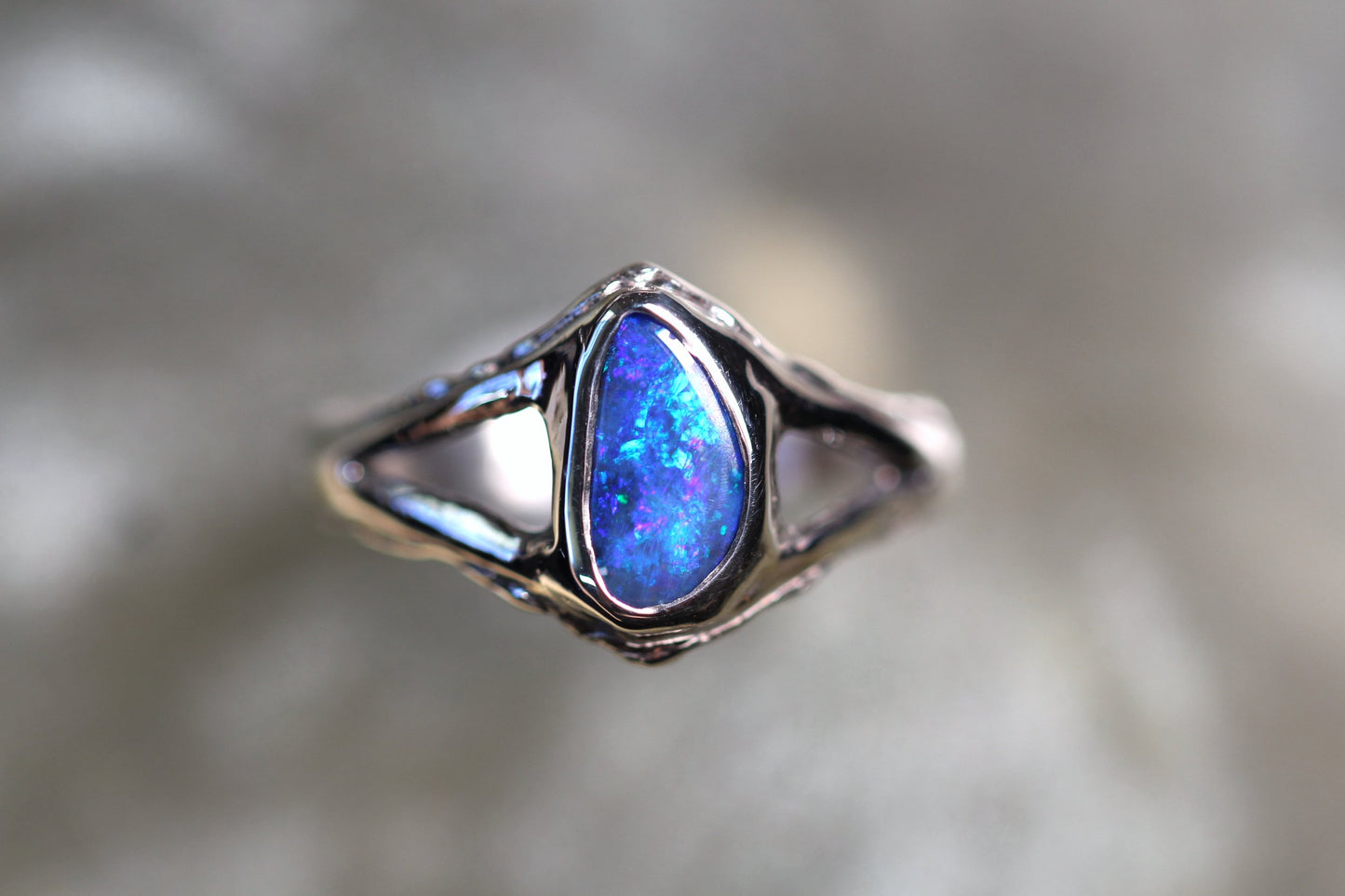 Boulder Opal and Sterling Silver Ring