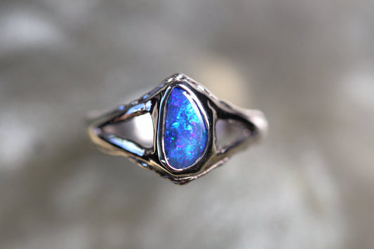 Boulder Opal and Sterling Silver Ring
