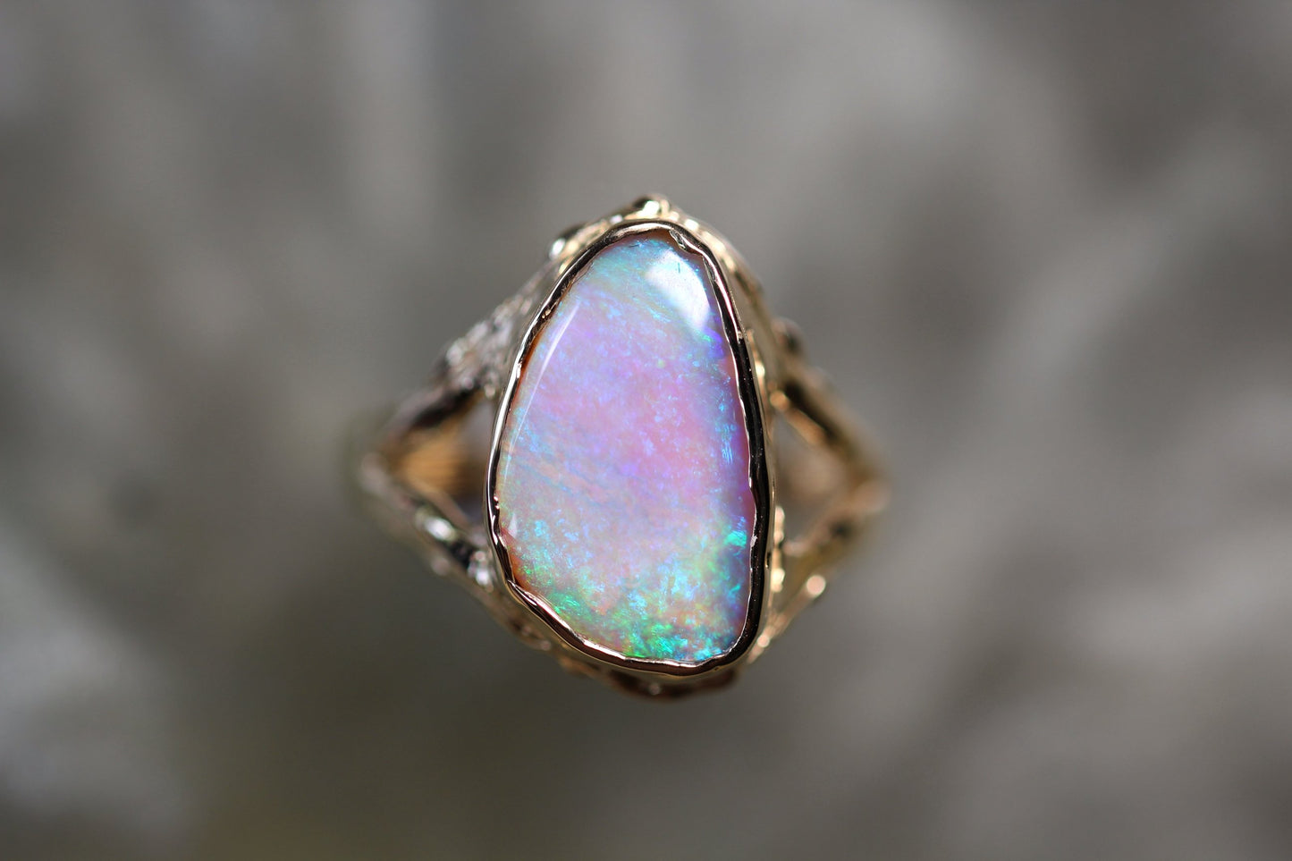 Pipe Opal and Solid 9ct Yellow Gold Ring
