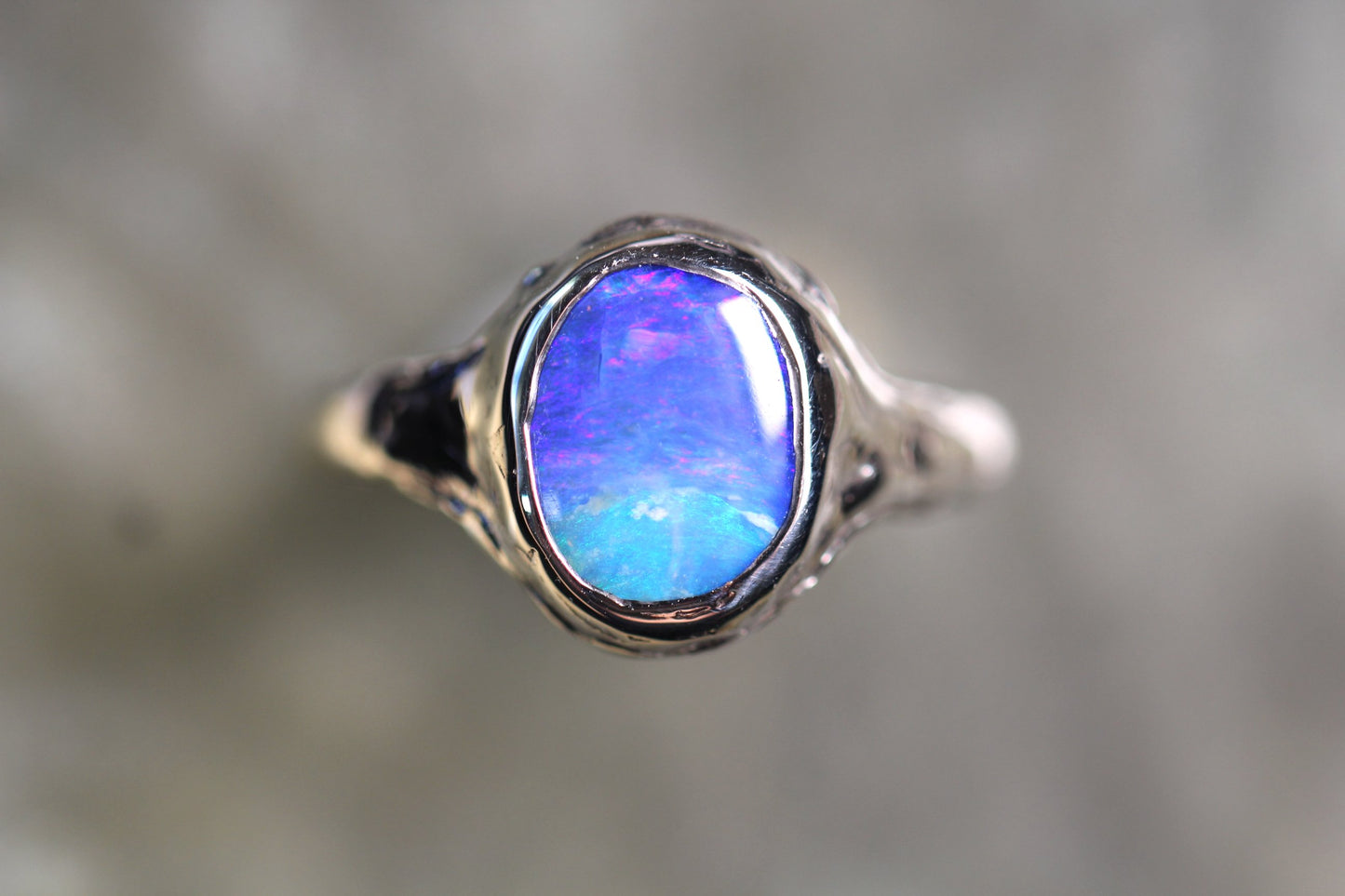 Boulder Opal and Sterling Silver Ring