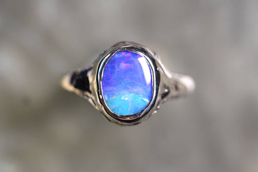 Boulder Opal and Sterling Silver Ring