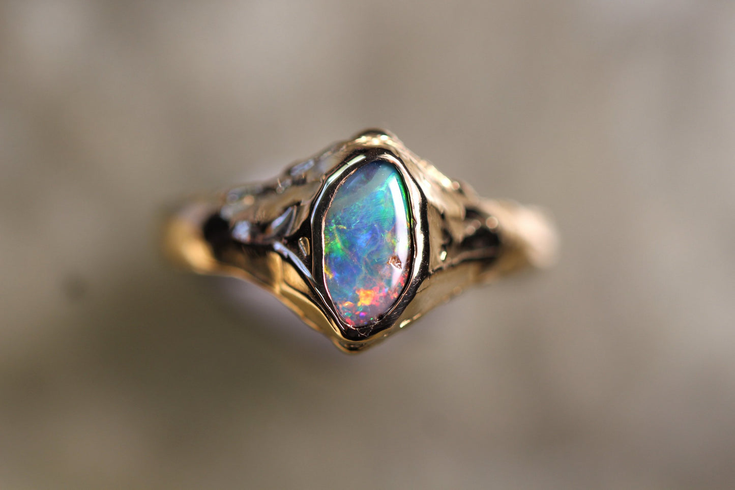 Boulder Opal and Solid 9ct Yellow Gold Ring