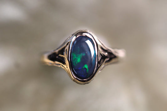 Lightning Ridge Opal and Sterling Silver Ring