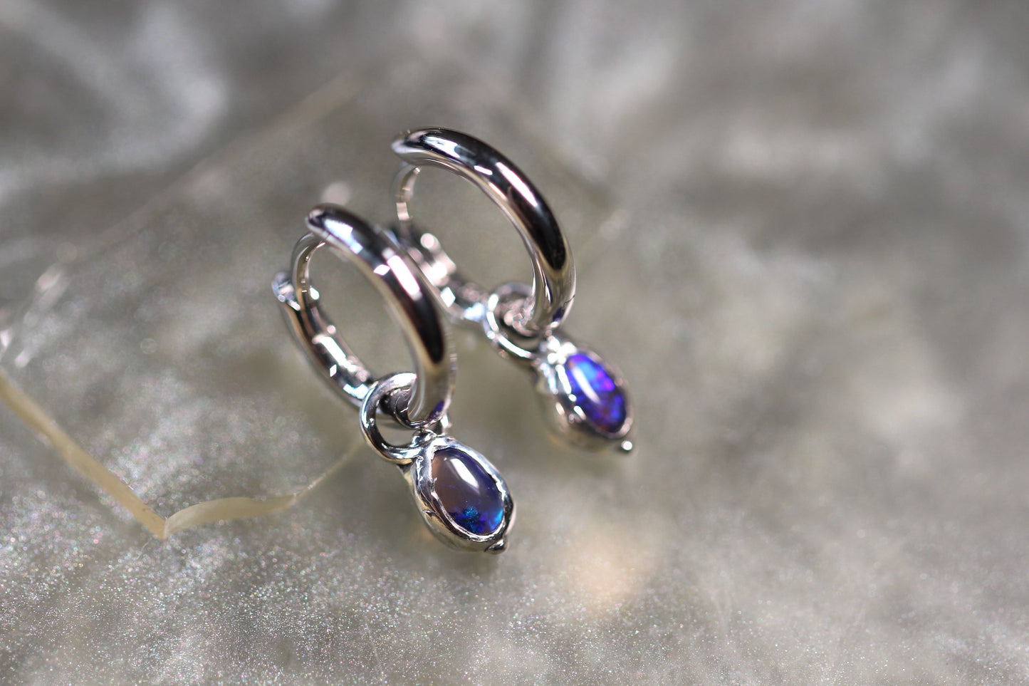 Lightning Ridge Opal and Sterling Silver Earrings